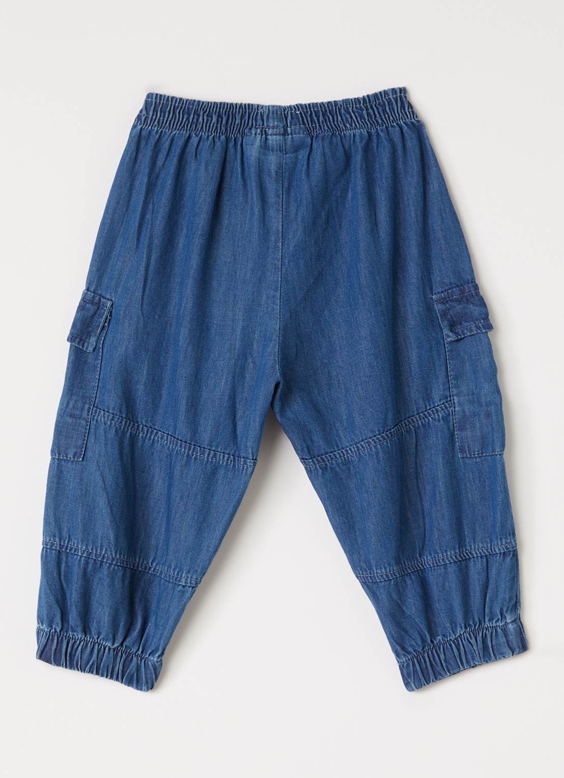 Molo Sae tapered fit cargobroek van chambray - voorkant 2 indigo