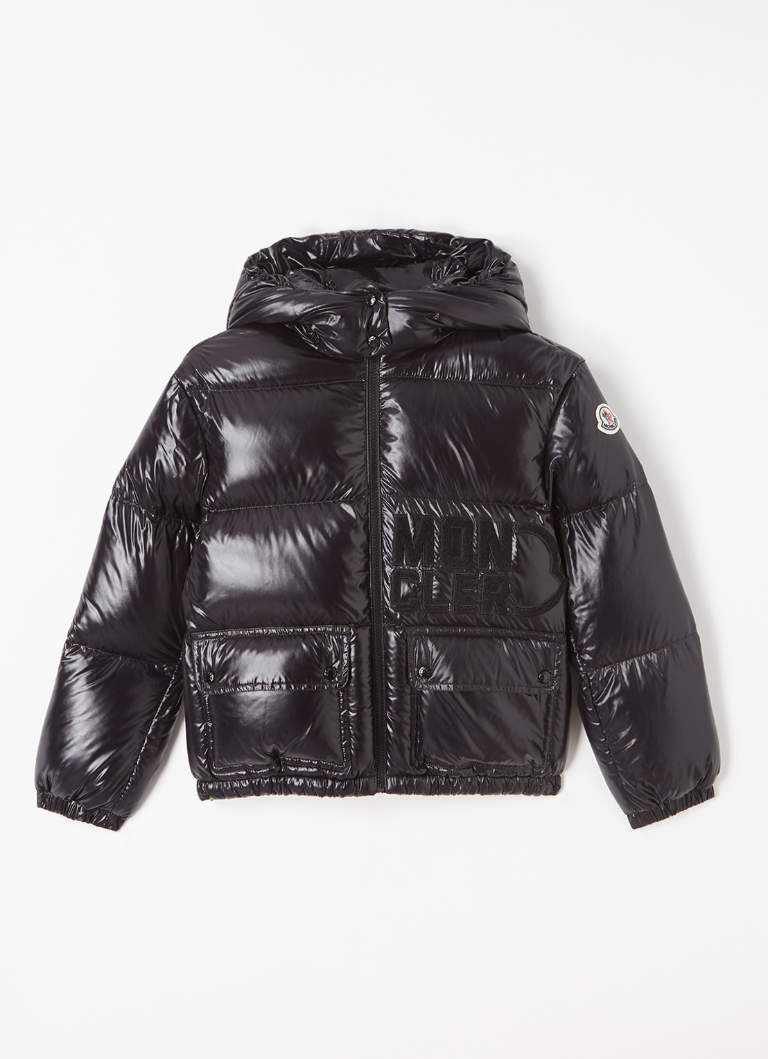 Moncler Abbaye gewatteerde jas met afneembaar capuchon - voorkant zwart