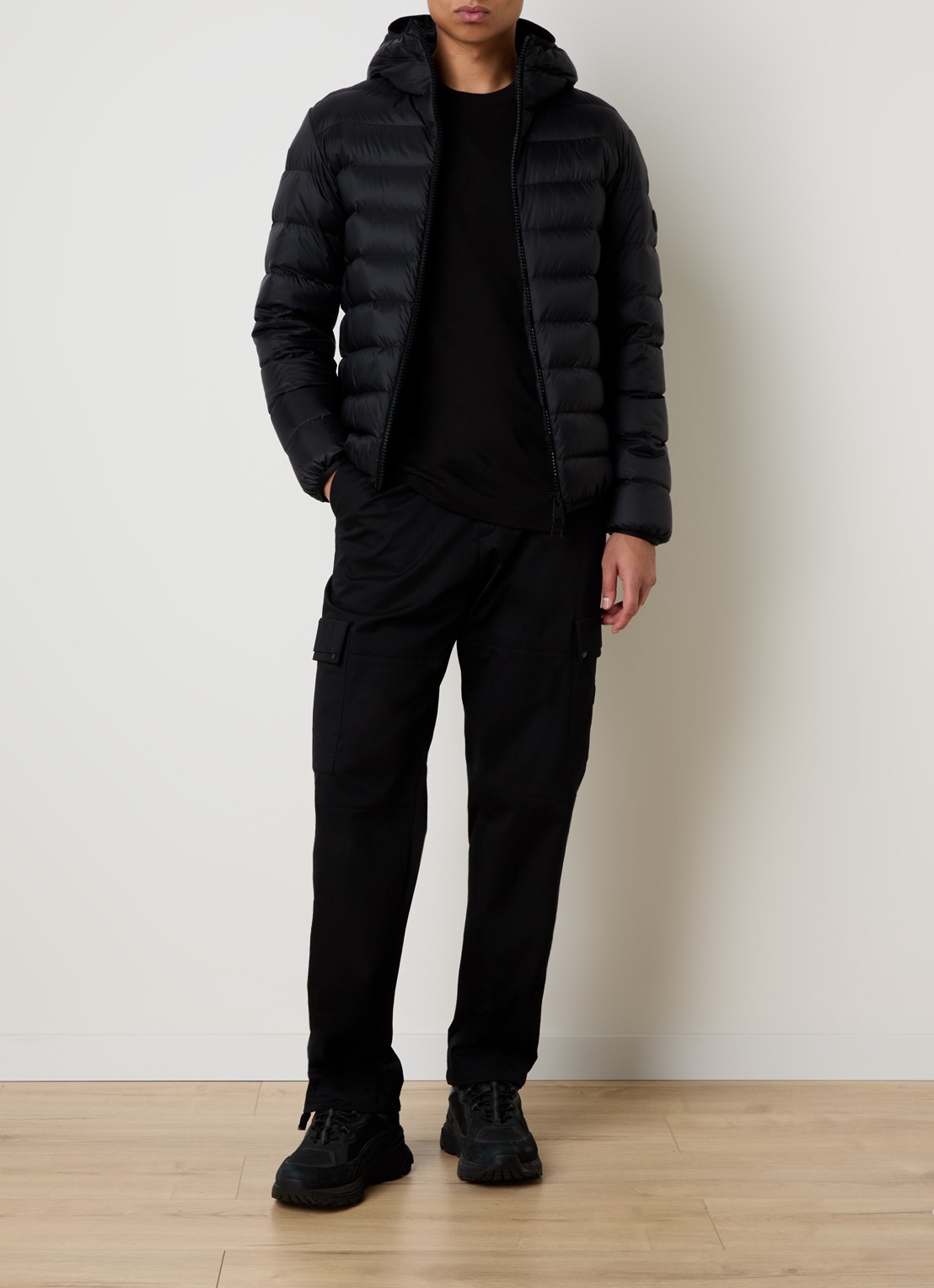 Moncler Alrai gewatteerde jas met donsvulling - voorkant 3 zwart