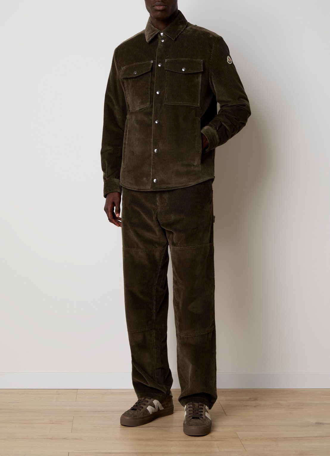 Moncler Ambroisie gewatteerd jack van corduroy met donsvulling - voorkant 5 bronsgroen