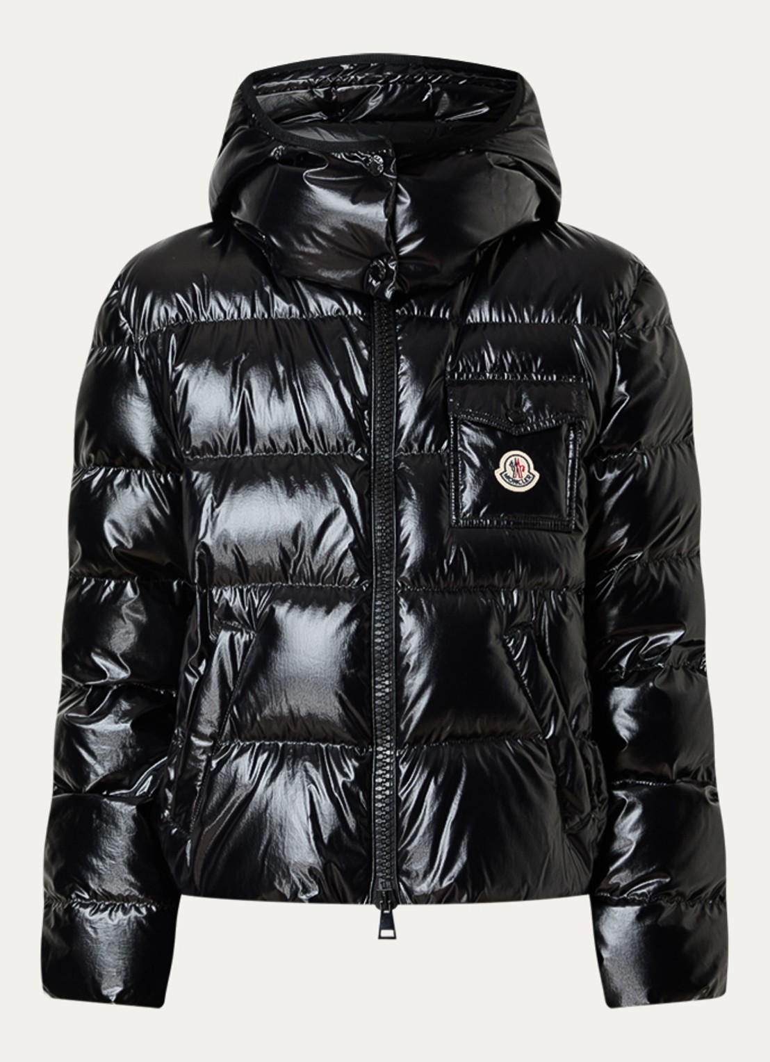 Moncler Andro pufferjack met donsvulling en afneembare capuchon - voorkant 5 zwart
