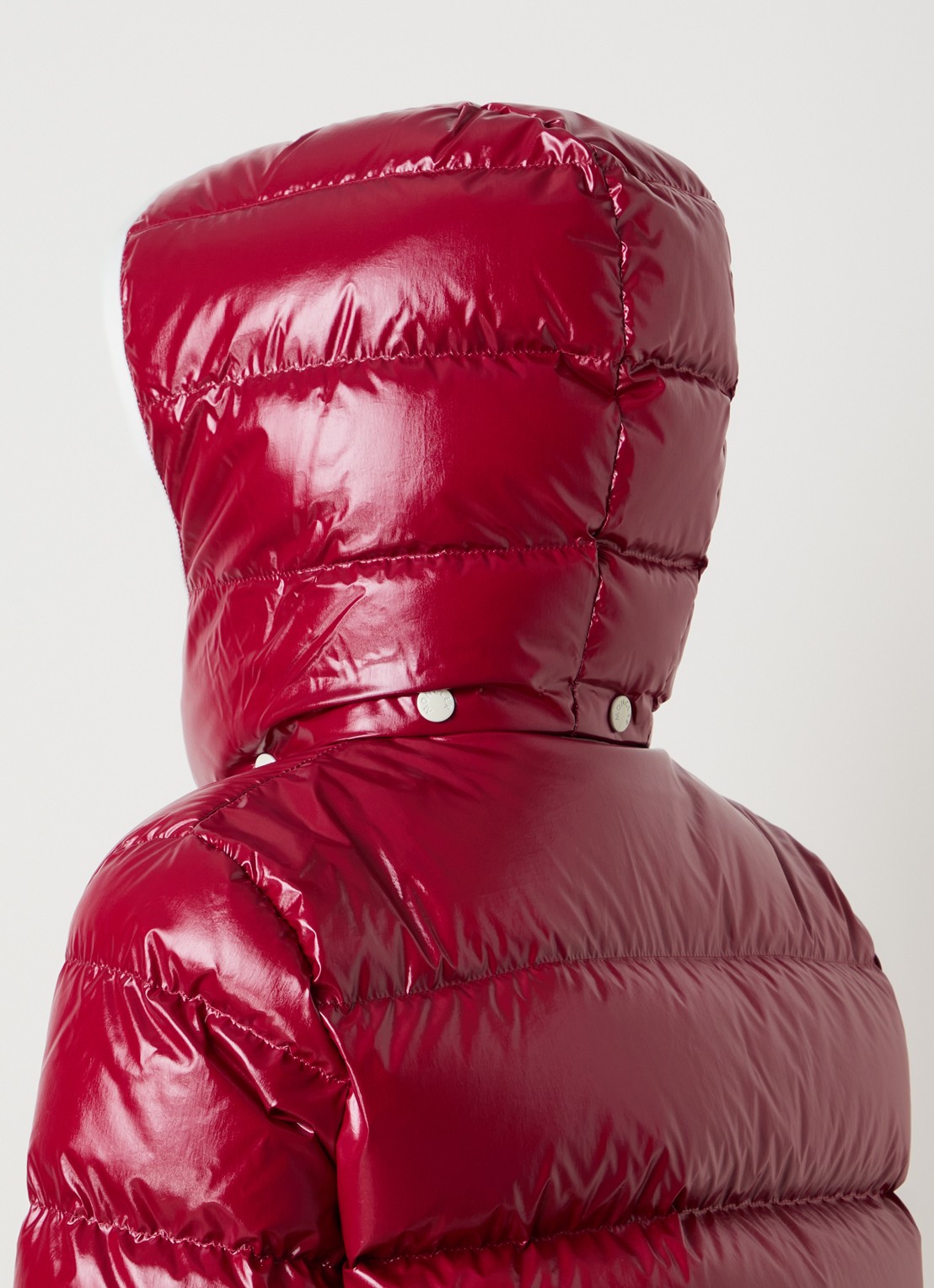 Moncler Andro pufferjack met donsvulling en afneembare capuchon - detail 4 kersenrood