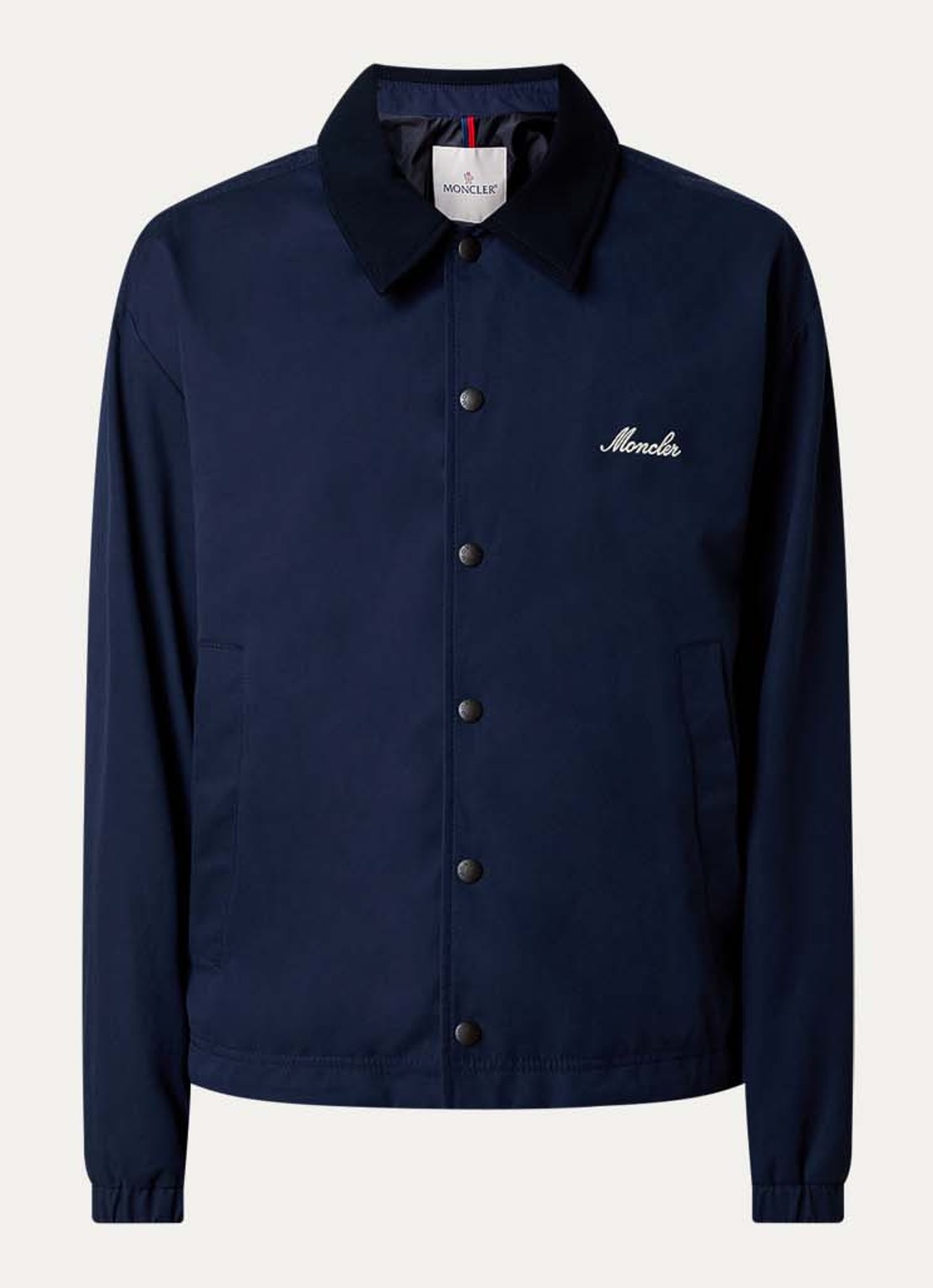 Moncler Arinell jack met logo en steekzakken - voorkant donkerblauw