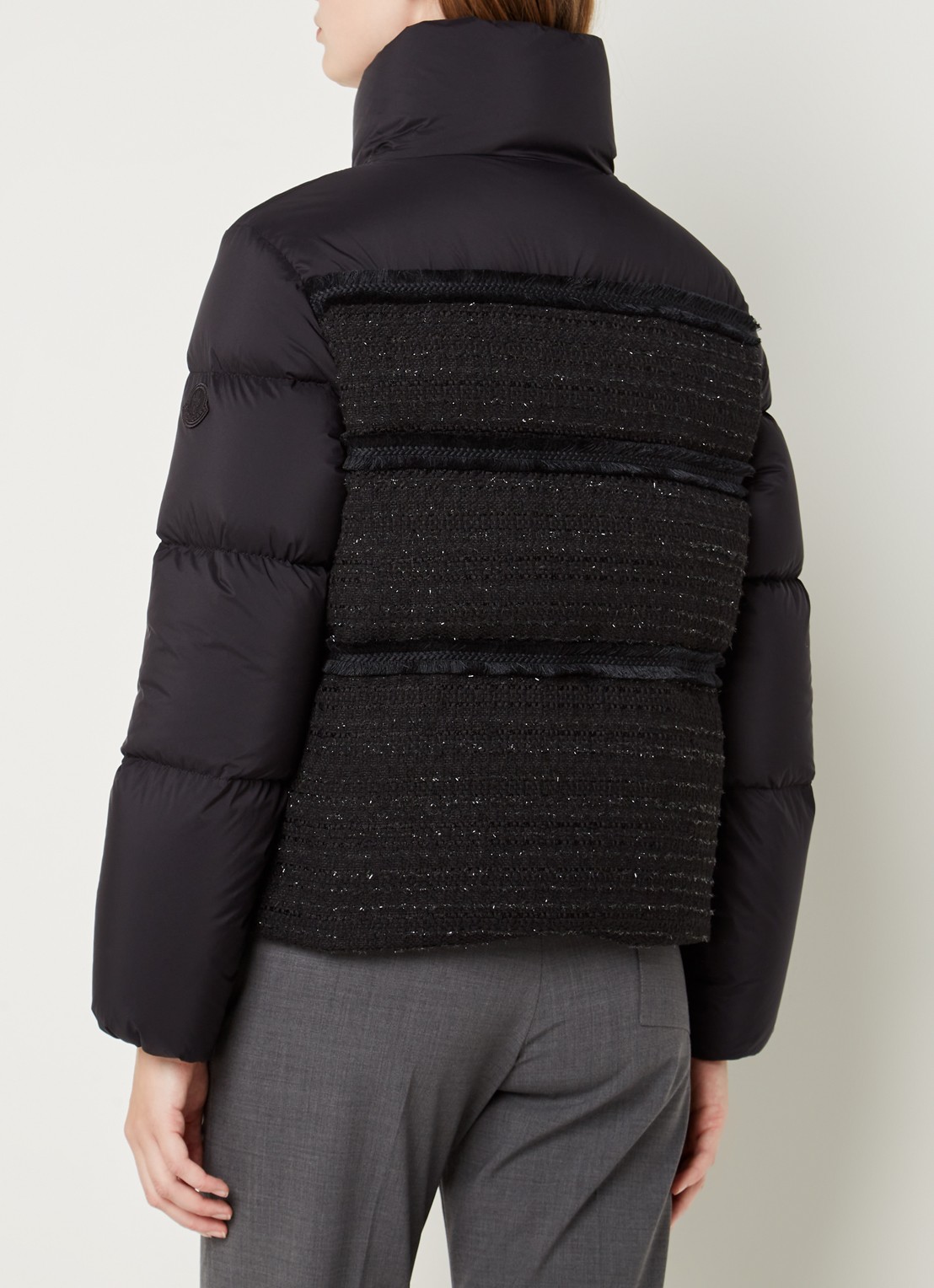 Moncler Aucun puffer jack met donsvulling en tweed-look - achterkant 5 zwart