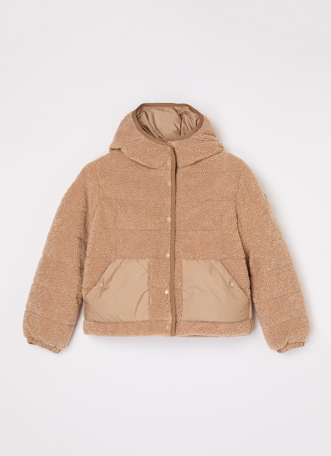 Moncler Audieu jack van teddy met capuchon - voorkant camel