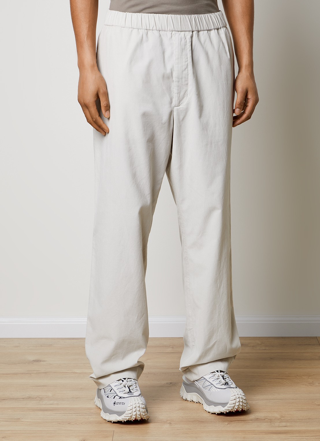 Moncler Baby loose fit pantalon van corduroy - detail 4 gebroken wit