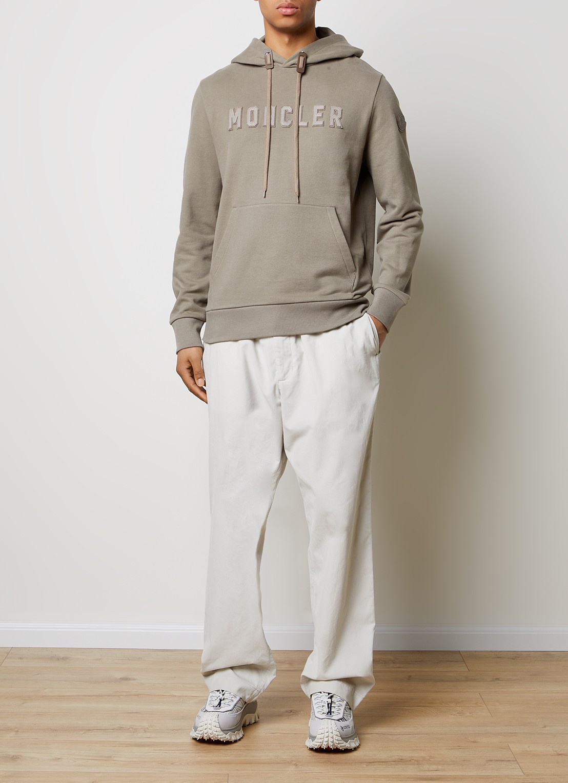 Moncler Baby loose fit pantalon van corduroy - voorkant 3 gebroken wit