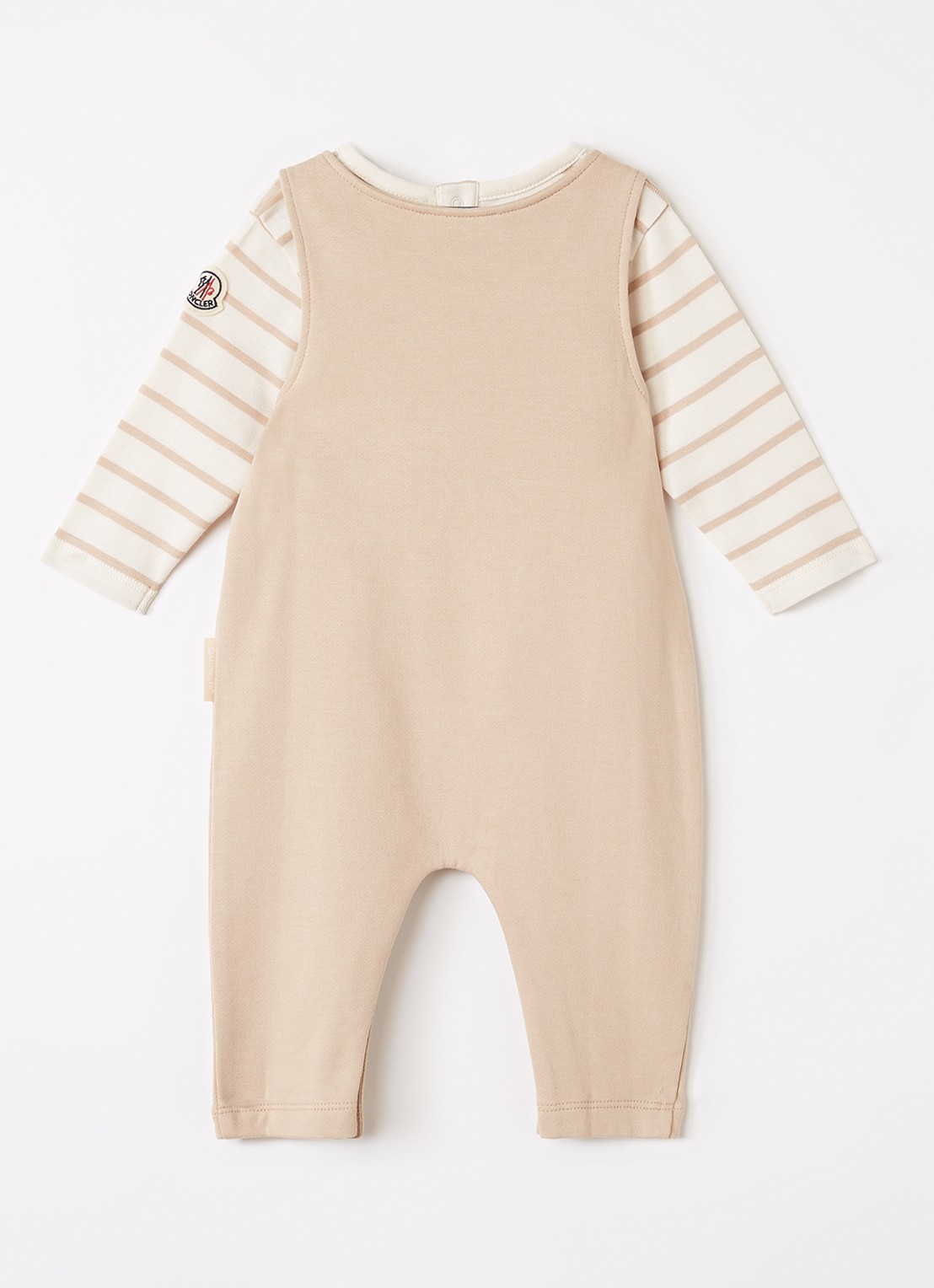 Moncler Babypak met streepprint en logo in giftbox - voorkant 2 beige