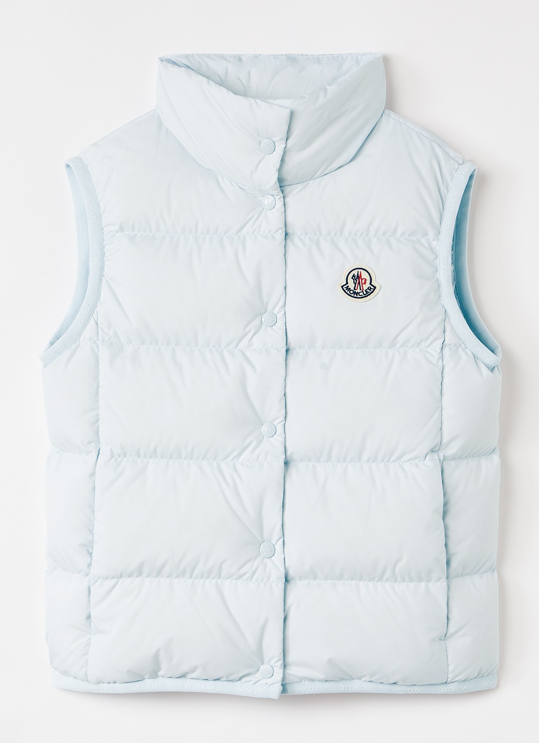 Moncler Badia bodywarmer met donsvulling - voorkant 2 lichtblauw