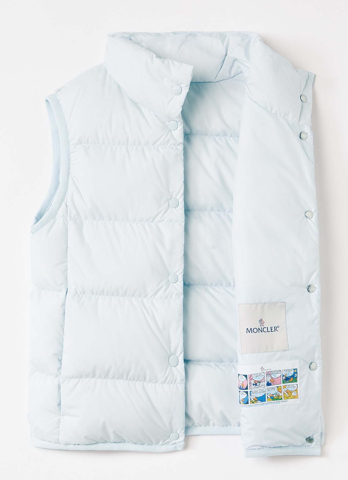 Moncler Badia bodywarmer met donsvulling - voorkant 3 lichtblauw