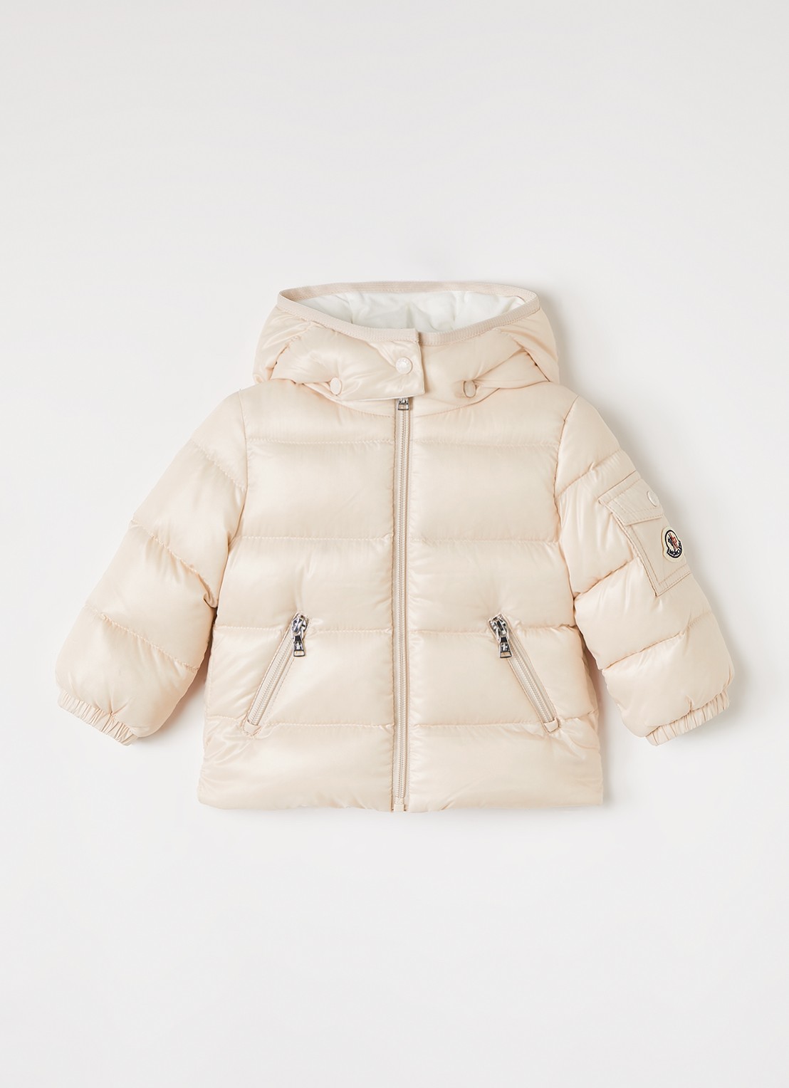 Moncler Bady gewatteerd jack met donsvulling - voorkant creme