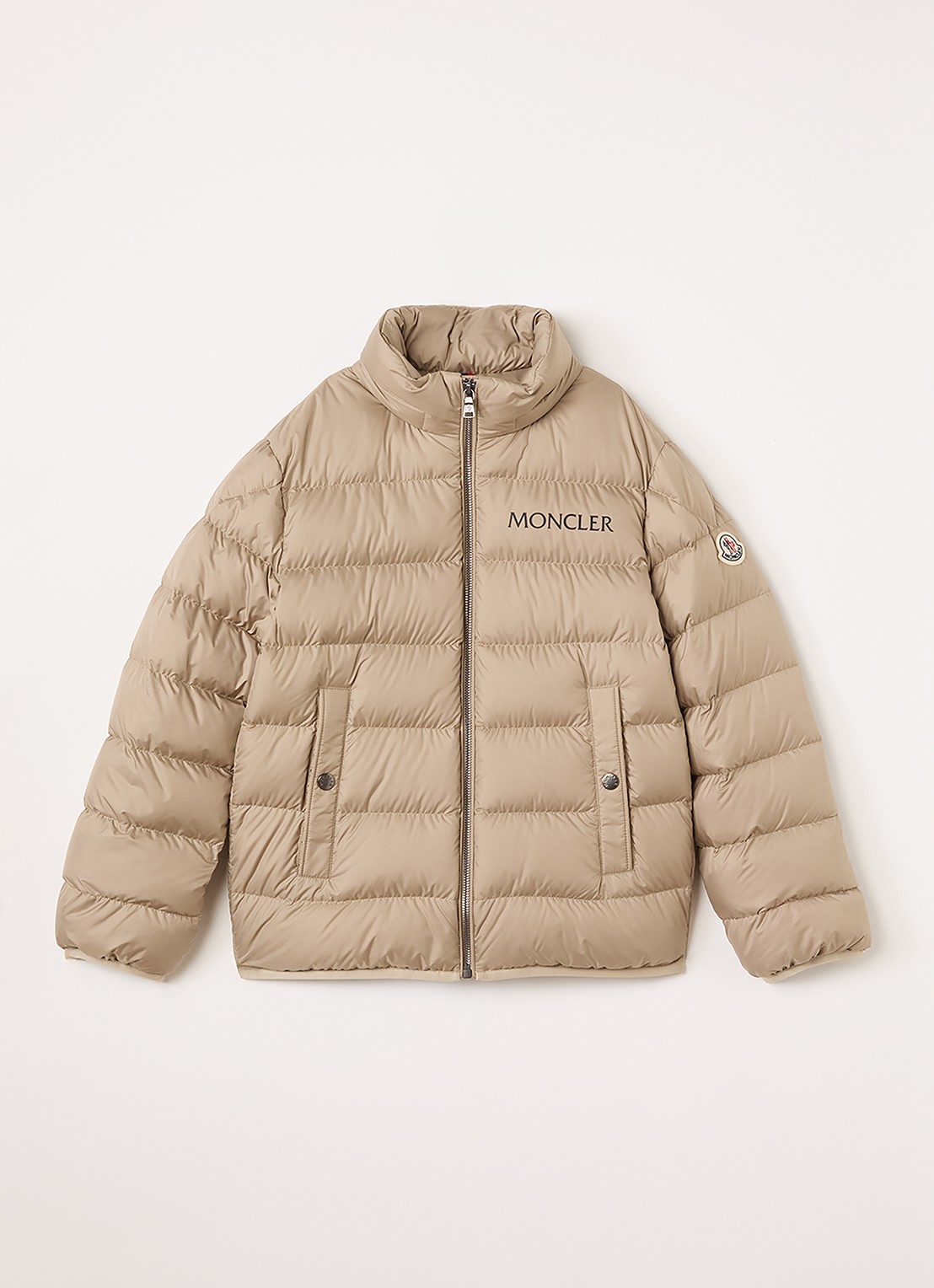 Moncler Bajan puffer jack met donsvulling - voorkant 2 beige