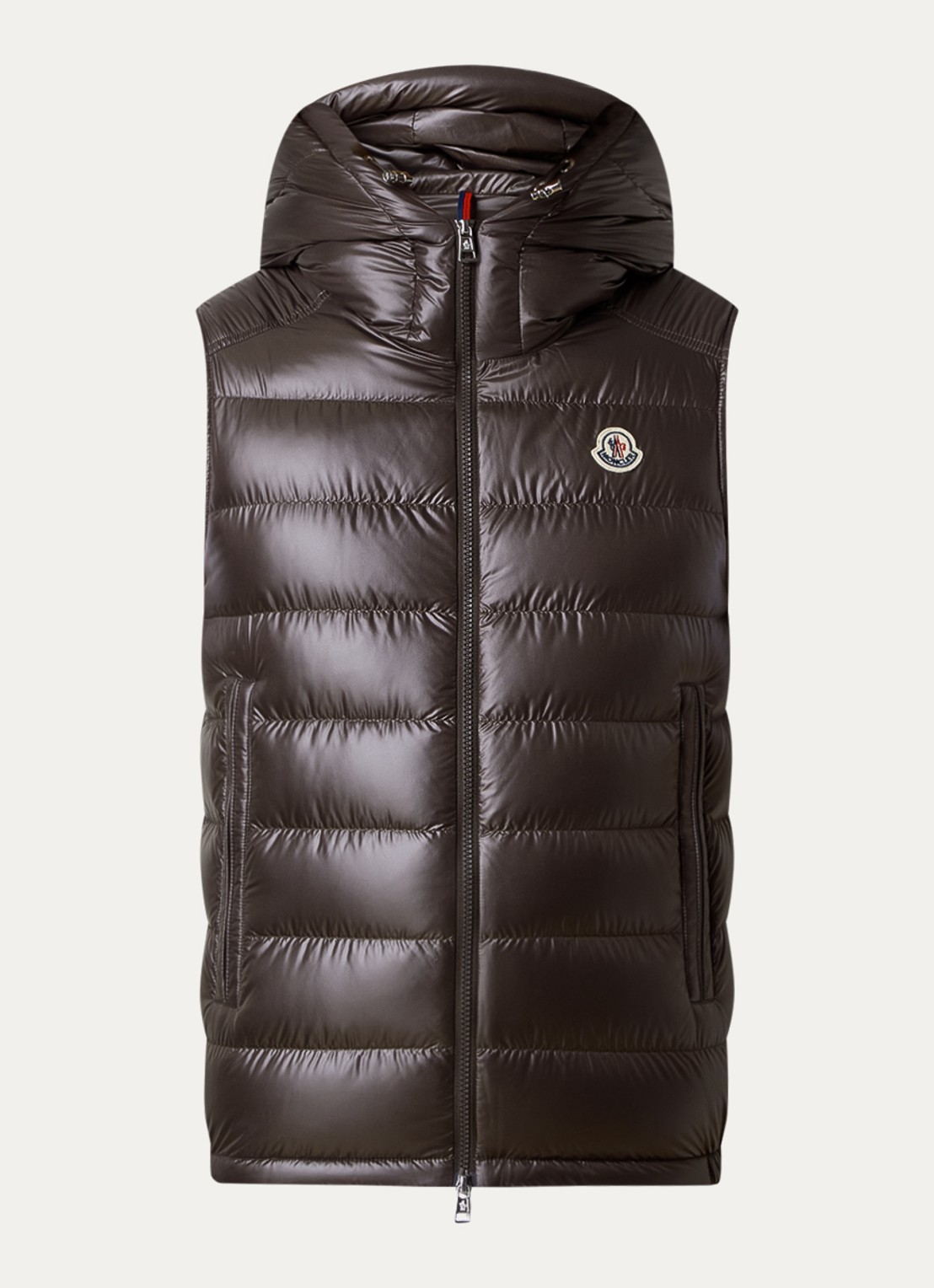 Moncler Barant gewatteerde bodywarmer met logo - voorkant 4 lichtbruin