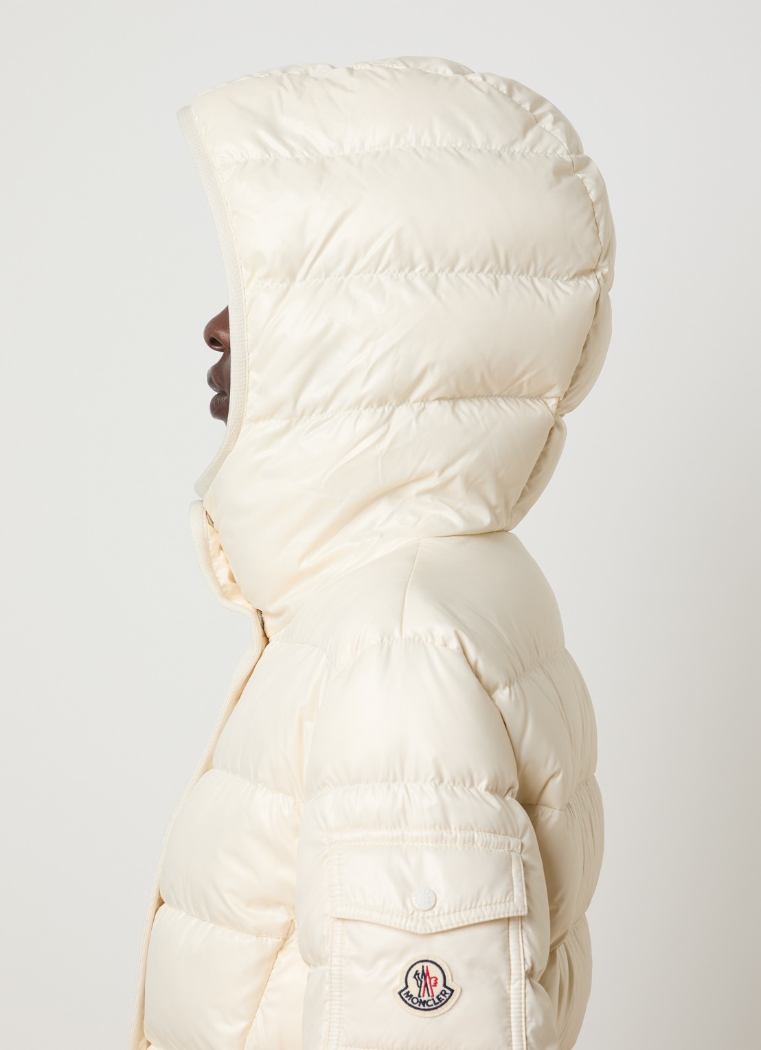 Moncler Barante gewatteerd jack met donsvulling en capuchon - detail 2 creme