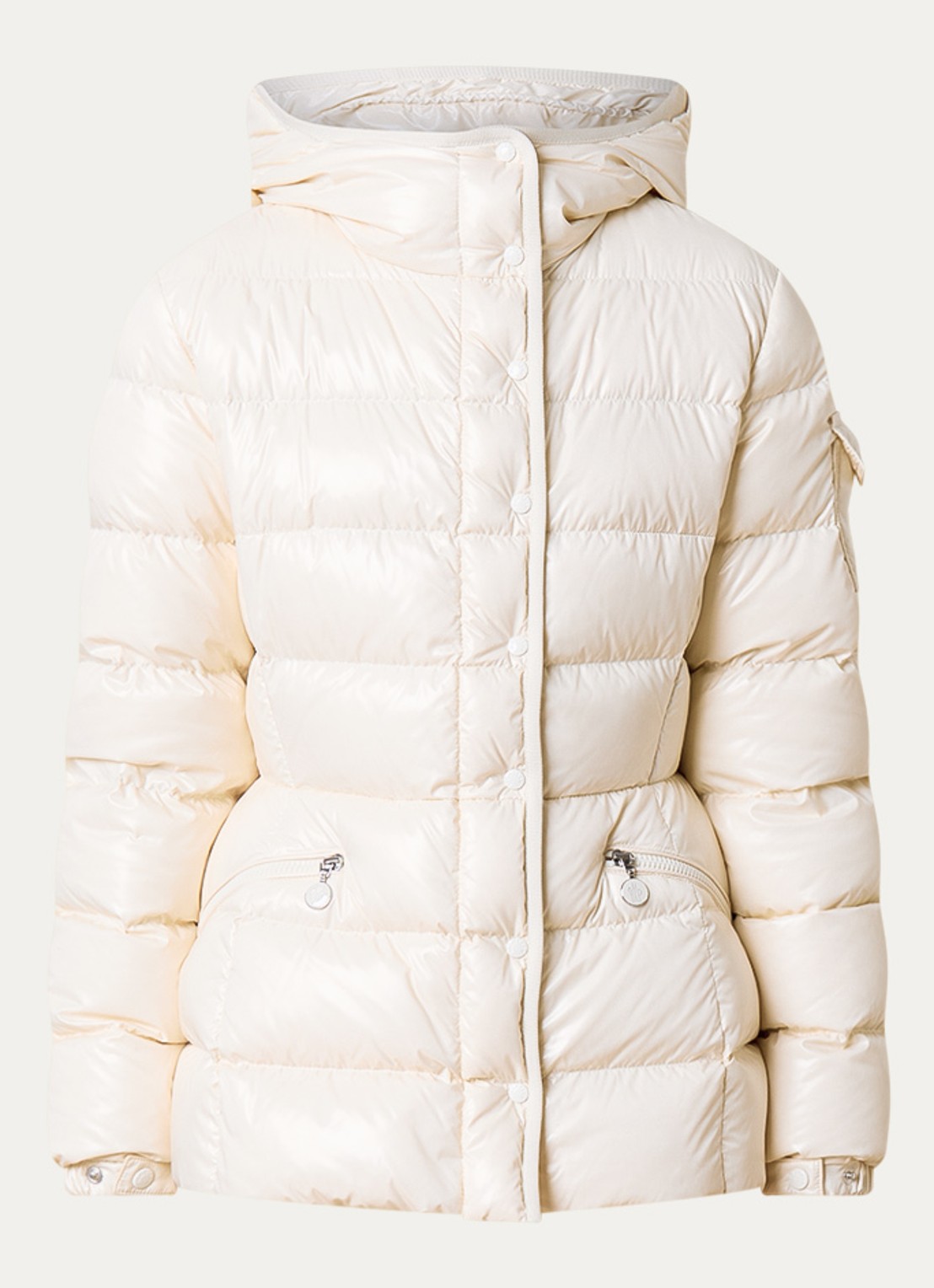 Moncler Barante gewatteerde jas met donsvulling en capuchon - voorkant 4 gebroken wit