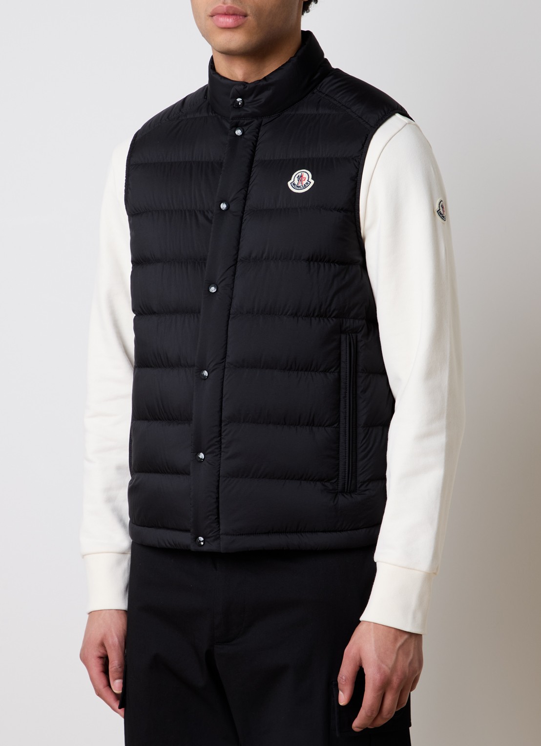 Moncler Barthe gewatteerde bodywarmer met donsvulling en logo - detail 2 zwart