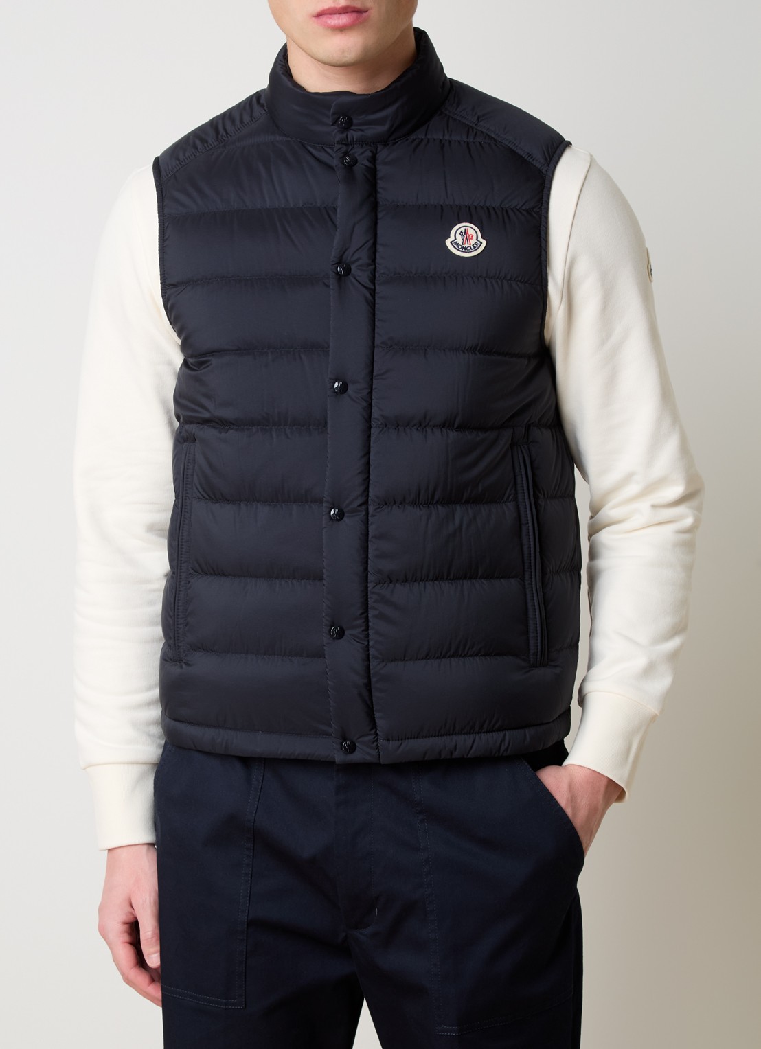 Moncler Barthe gewatteerde bodywarmer met donsvulling en logo - detail 4 donkerblauw