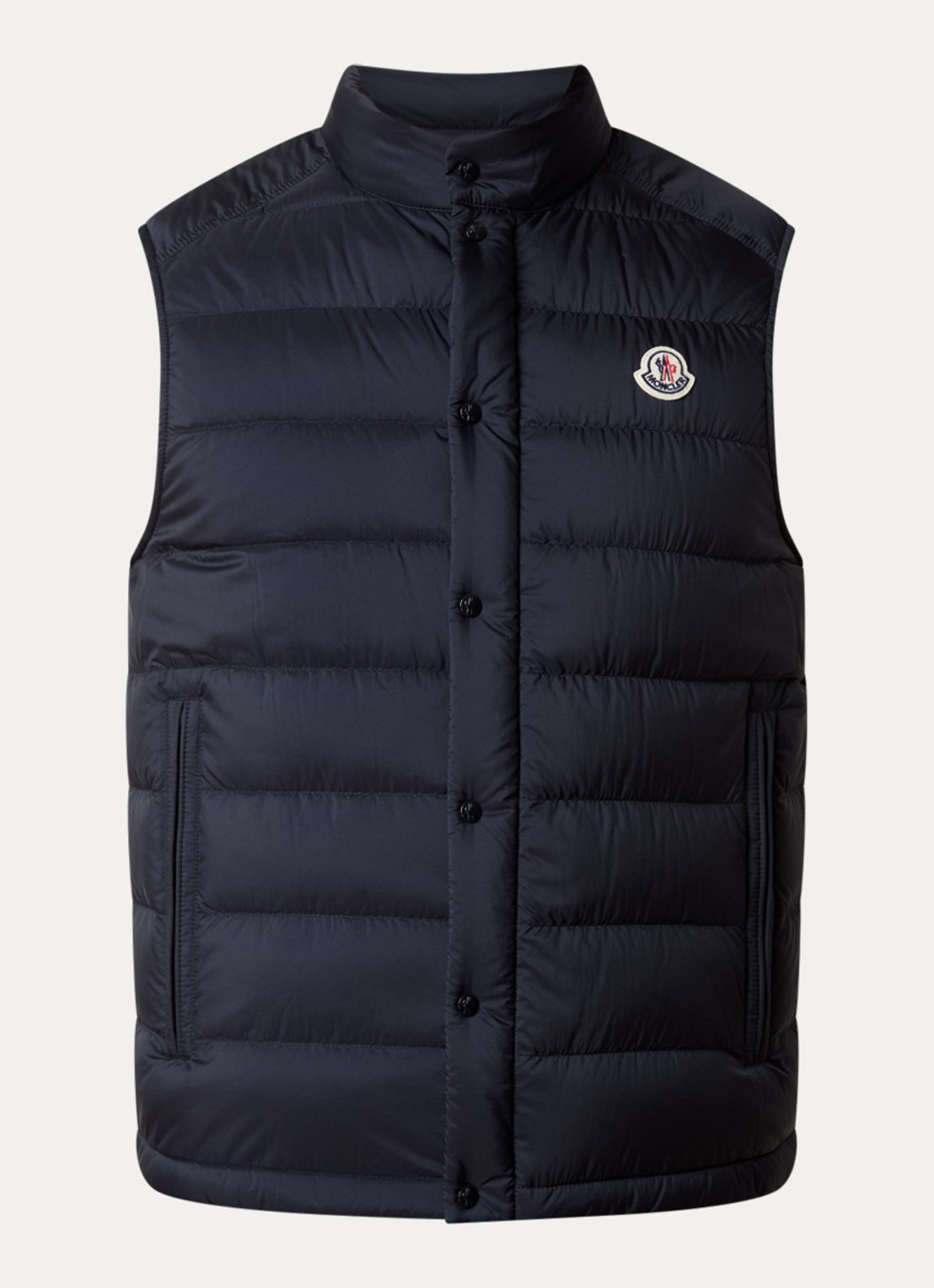 Moncler Barthe gewatteerde bodywarmer met donsvulling en logo - voorkant 2 donkerblauw