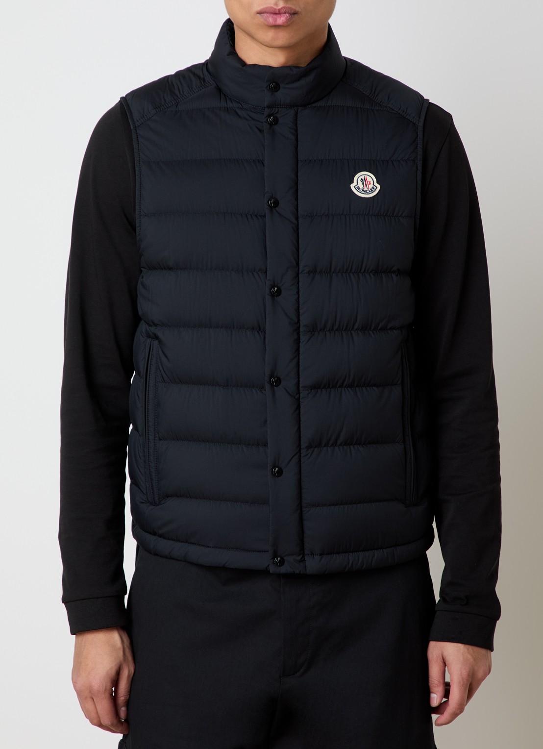 Moncler Barthe gewatteerde bodywarmer met donsvulling en logo - detail 4 zwart