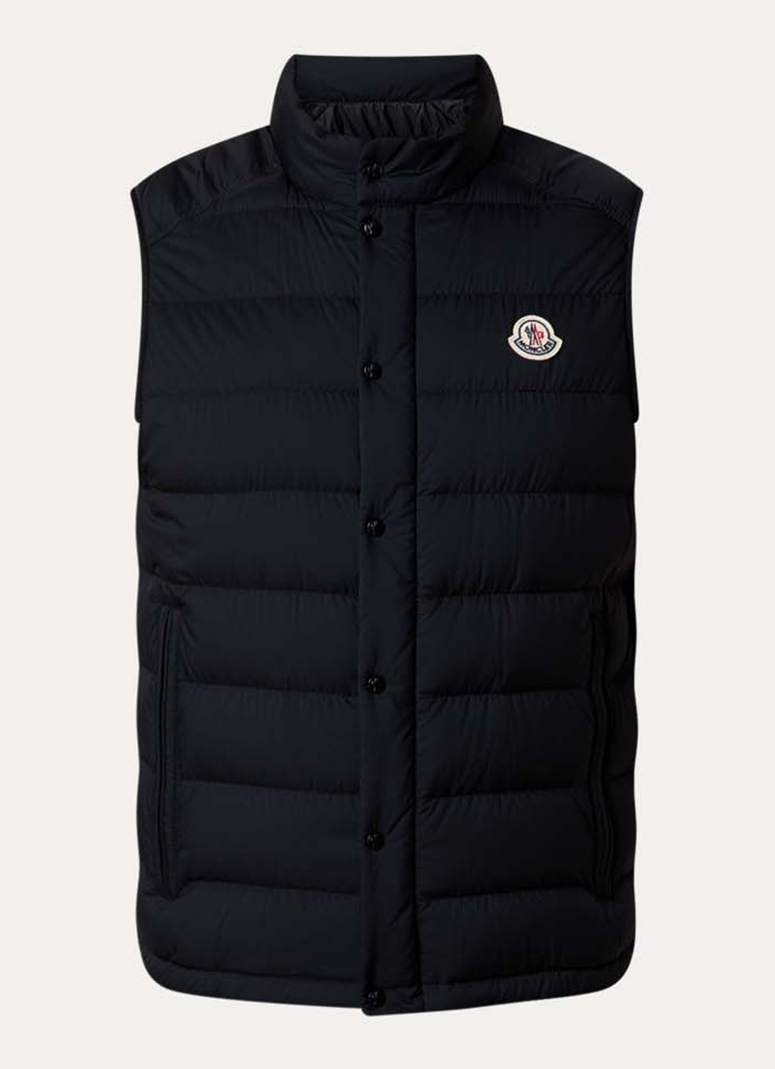 Moncler Barthe gewatteerde bodywarmer met donsvulling en logo - voorkant 2 zwart