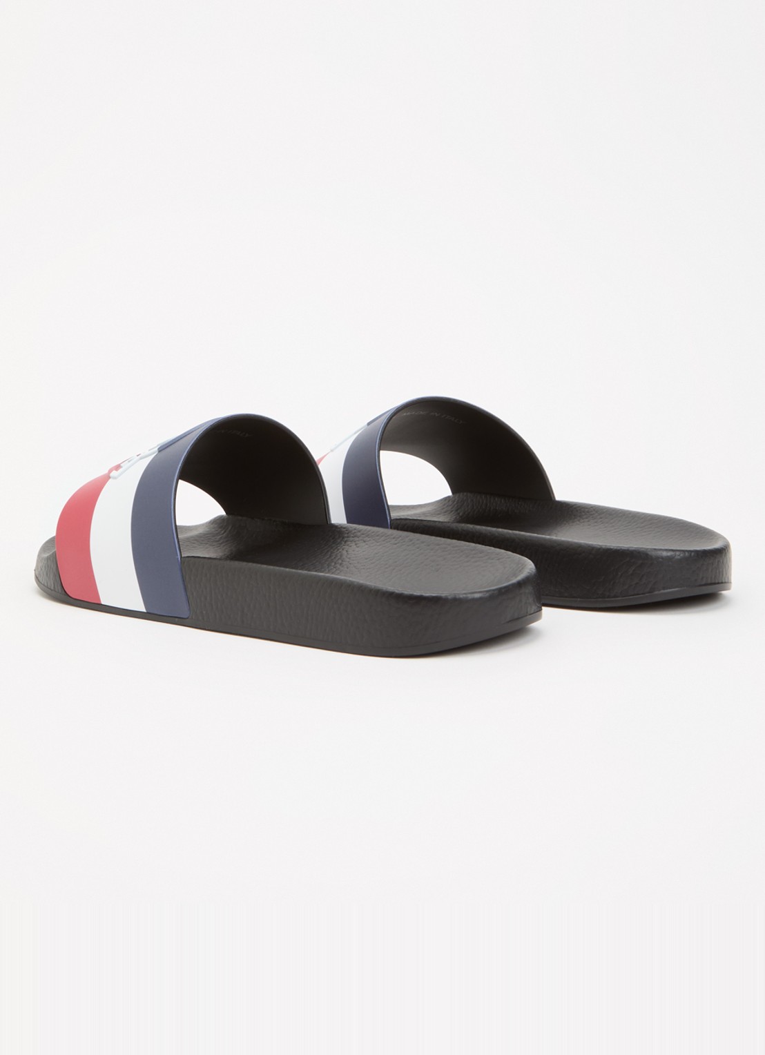 Moncler Basile slipper met streepprint en logo - achterkant 3 zwart