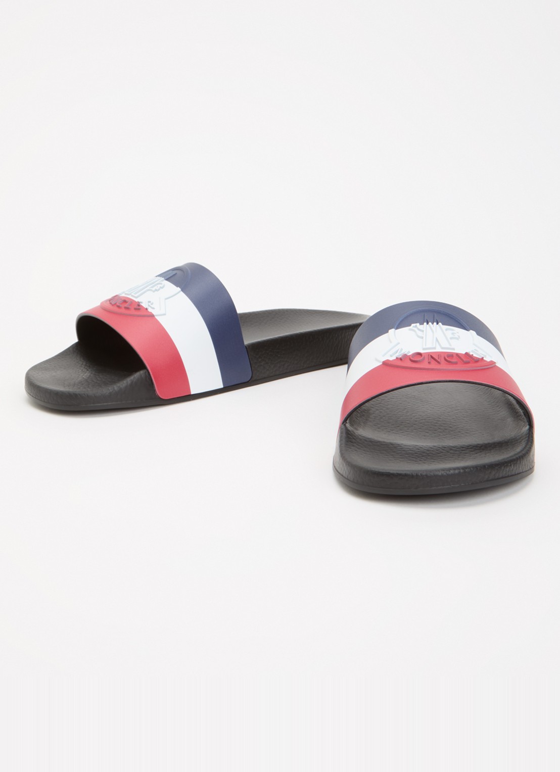 Moncler Basile slipper met streepprint en logo - detail 4 zwart