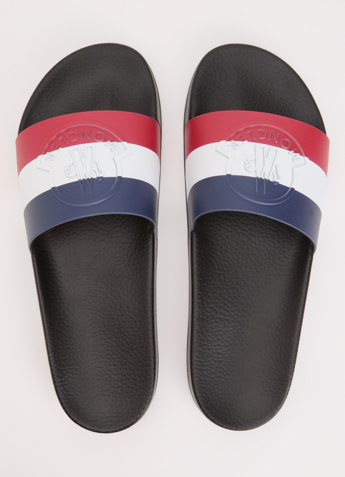 Moncler Basile slipper met streepprint en logo - detail 5 zwart