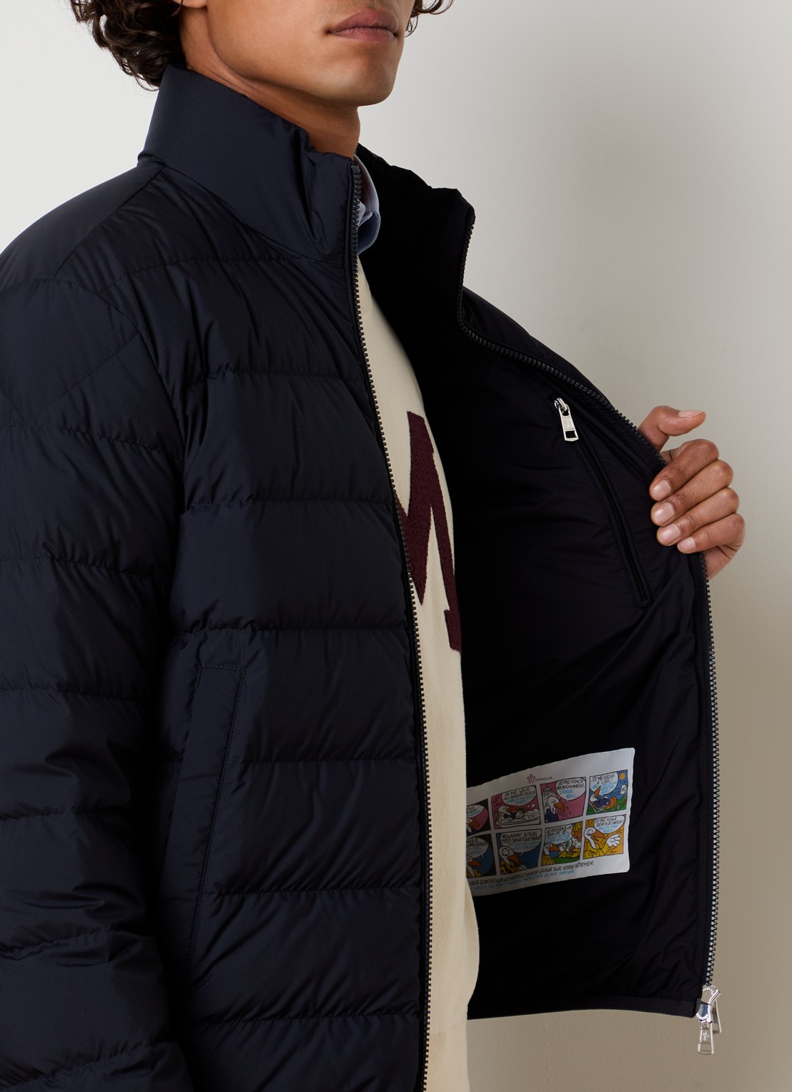 Moncler Baudinet puffer jack met donsvulling en logo - detail 5 donkerblauw