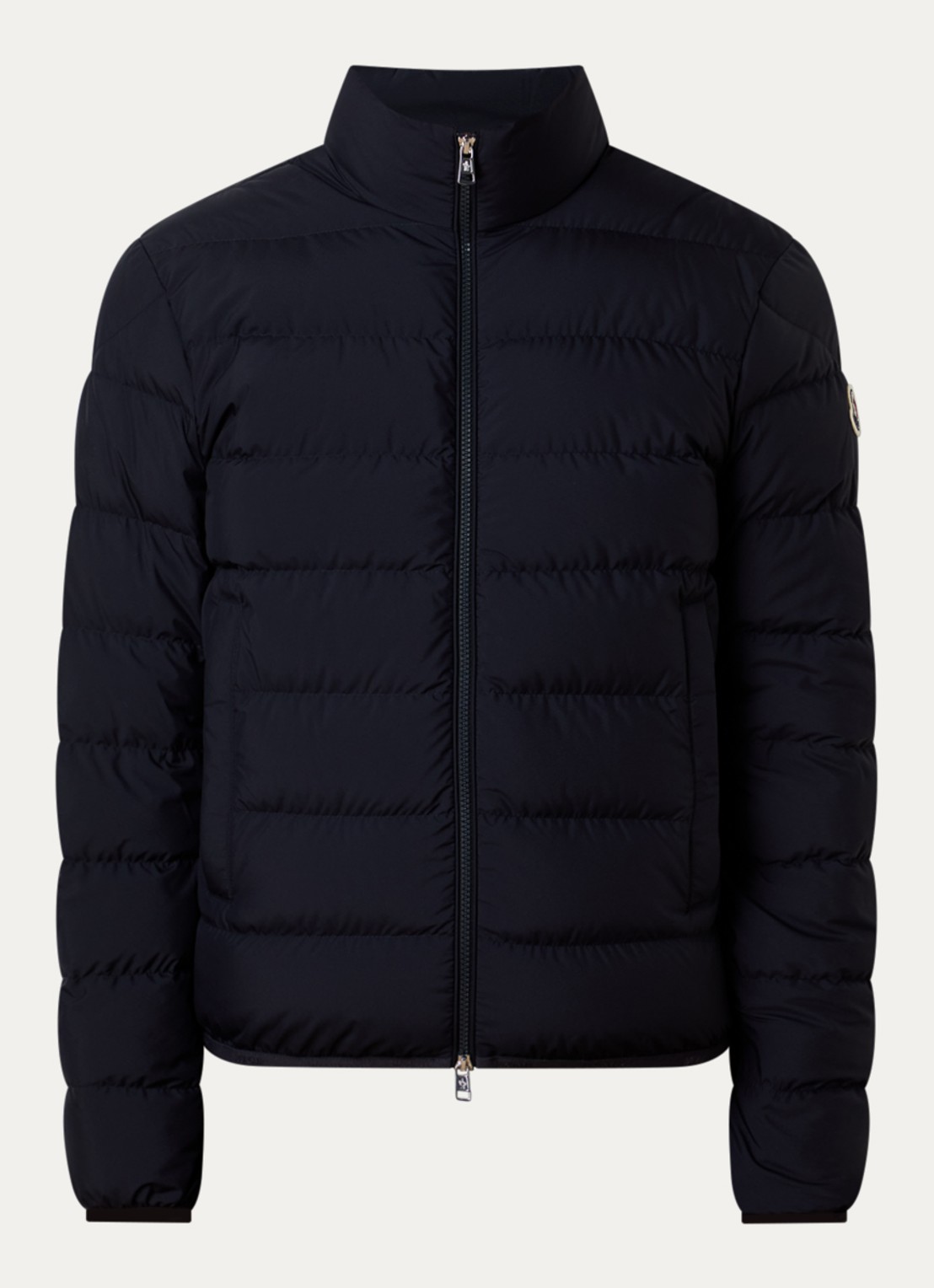 Moncler Baudinet puffer jack met donsvulling en logo - voorkant 2 donkerblauw