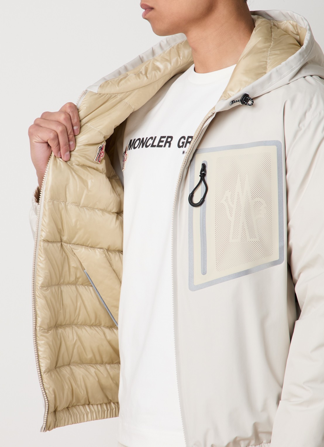 Moncler Bergun reversible gewatteerd jack borst- en steekzakken - detail 6 beige