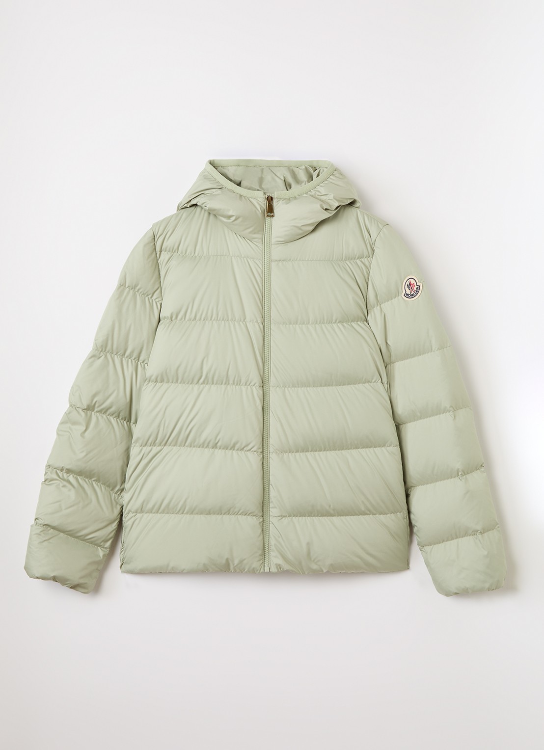 Moncler Beulah puffer jack met donsvulling - voorkant 2 lindegroen