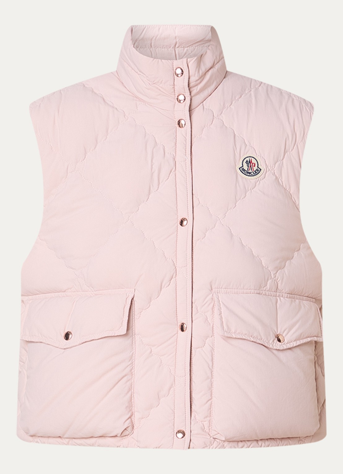 Moncler Biosis gewatteerde bodywarmer met donsvulling - voorkant 5 lichtroze