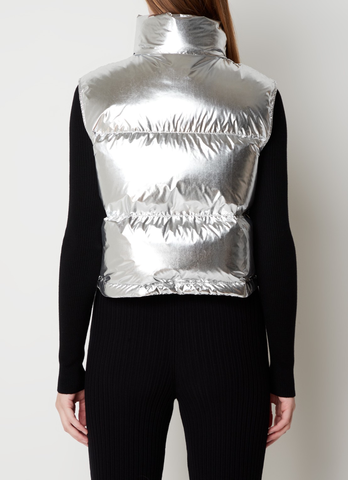 Moncler Blavet bodywarmer met donsvulling en metallic finish - achterkant zilver