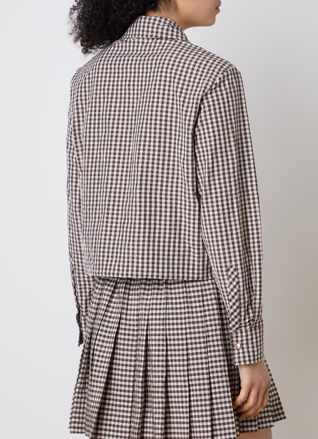 Moncler Blouse met ruitdessin en steekzakken - achterkant bruin
