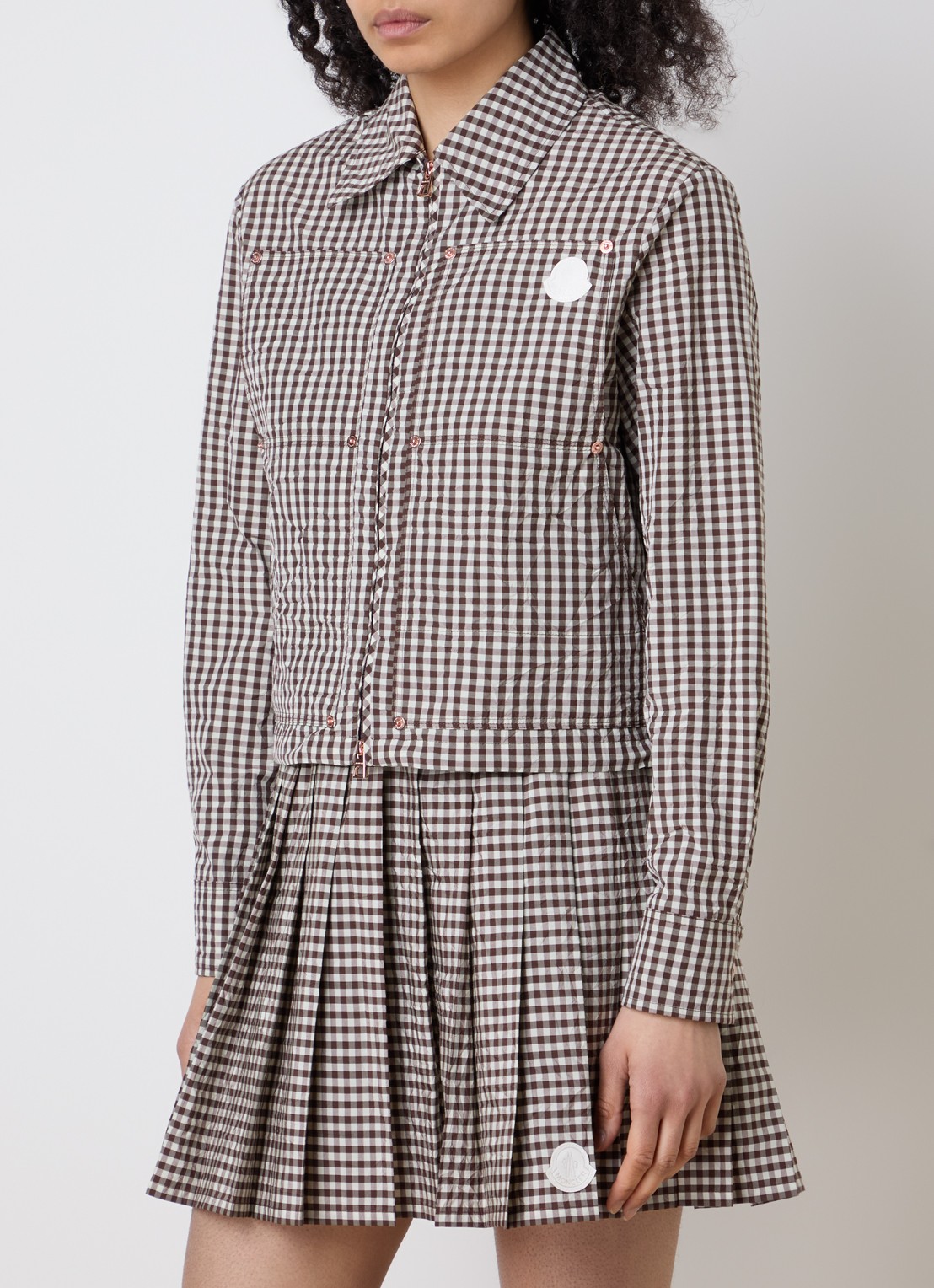 Moncler Blouse met ruitdessin en steekzakken - detail 4 bruin