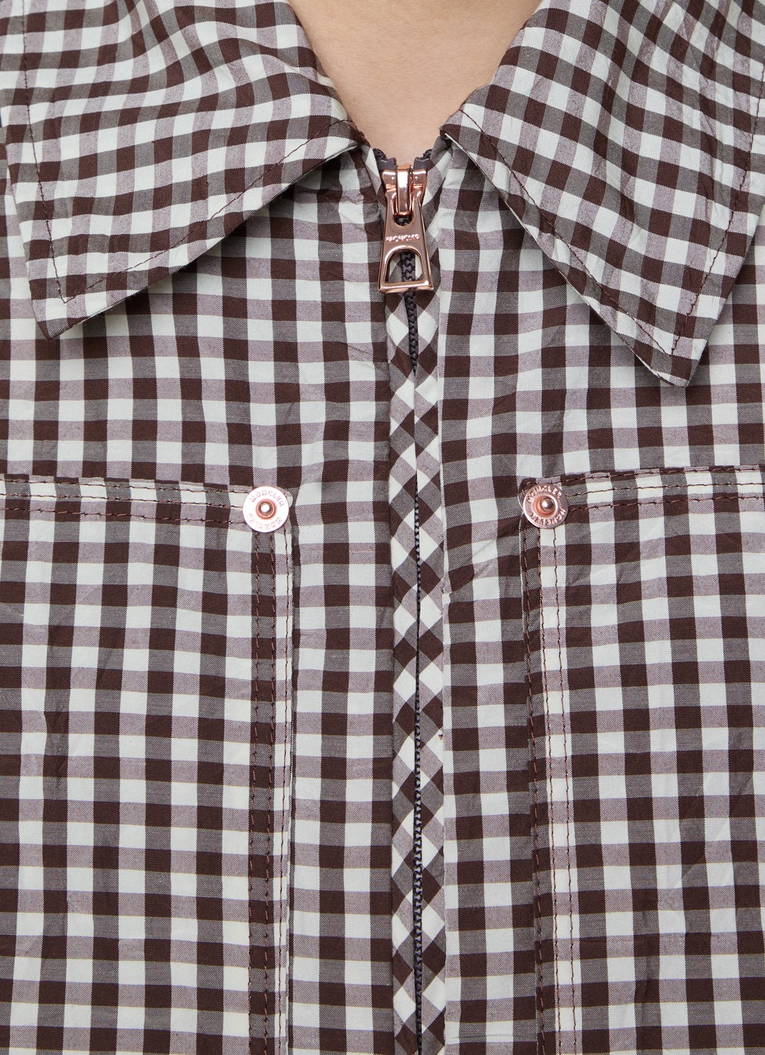 Moncler Blouse met ruitdessin en steekzakken - detail 5 bruin