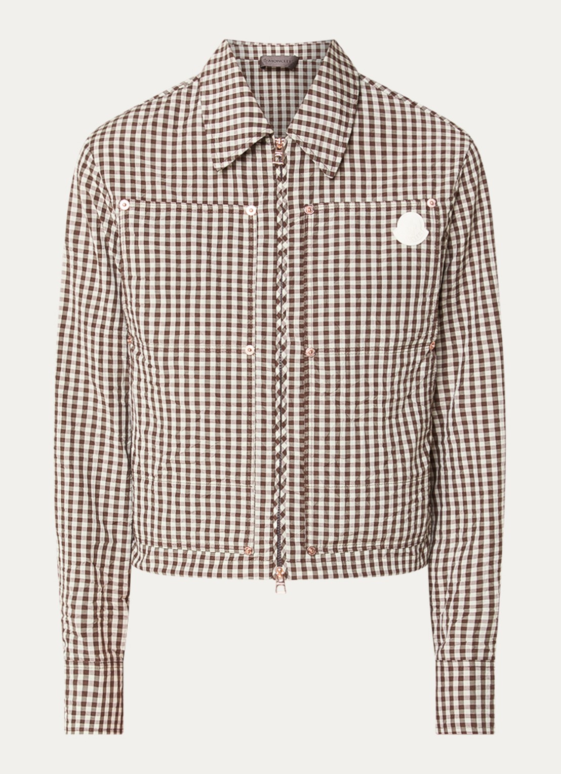 Moncler Blouse met ruitdessin en steekzakken - voorkant 2 bruin