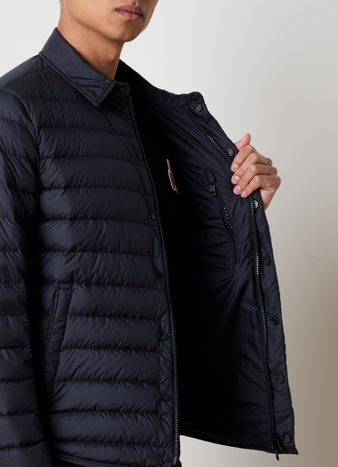 Moncler Bourdon gewatteerd jack met donsvulling - detail 5 donkerblauw