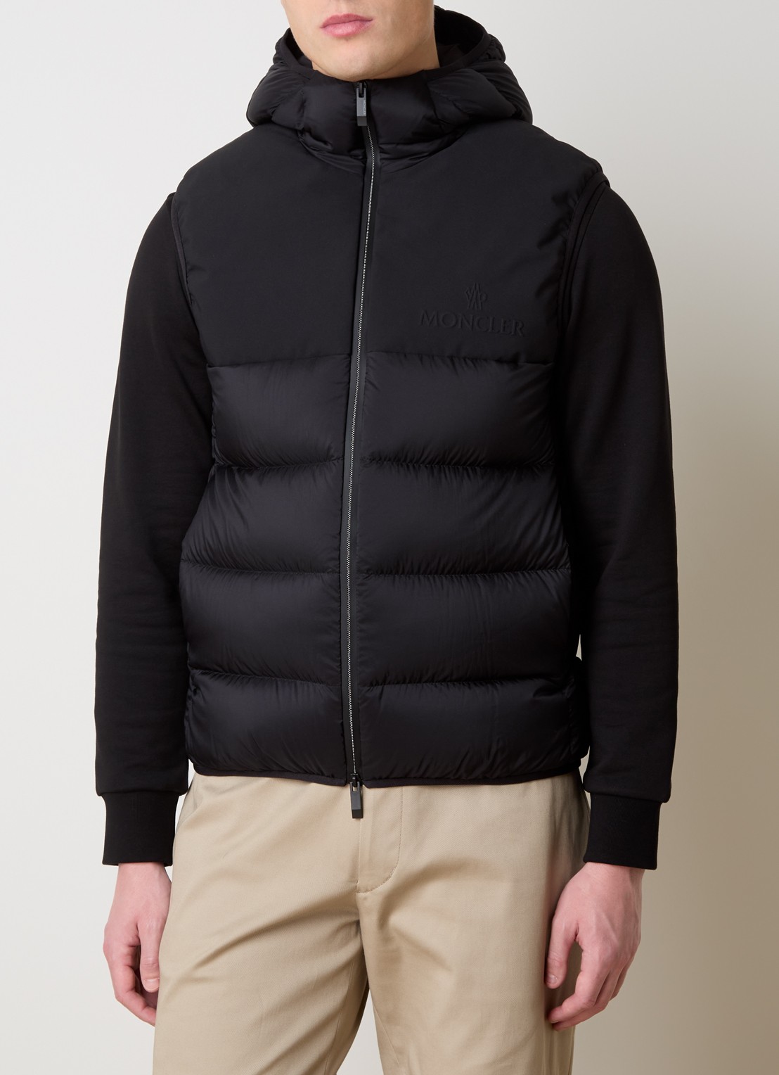 Moncler Bresse gewatteerde bodywarmer met donsvulling en capuchon - detail 3 zwart