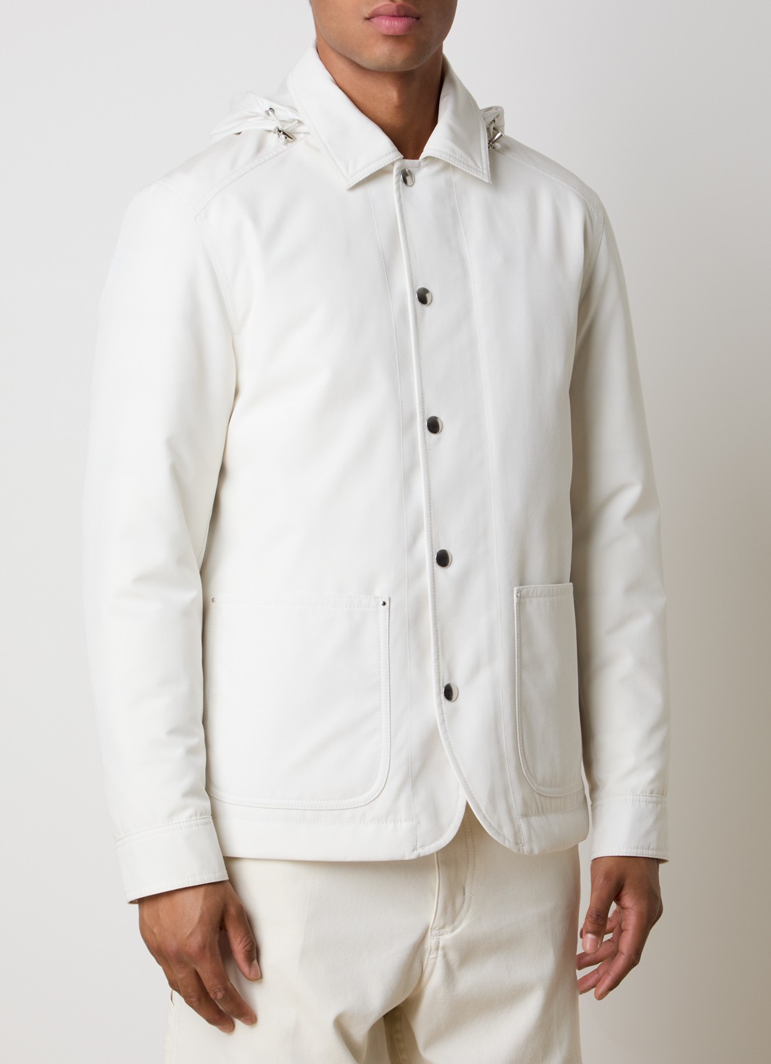 Moncler Buffaure gewatteerd jack met afneembare capuchon - detail 4 gebroken wit