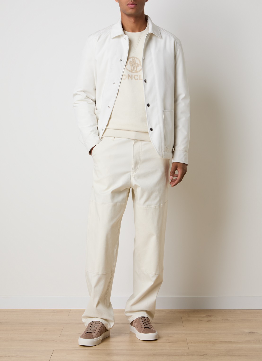 Moncler Buffaure gewatteerd jack met afneembare capuchon - voorkant 2 gebroken wit