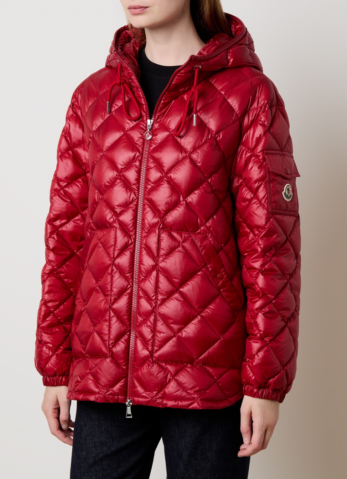 Moncler Camicia gewatteerde jas met donsvulling en quilt patroon - detail 4 kersenrood