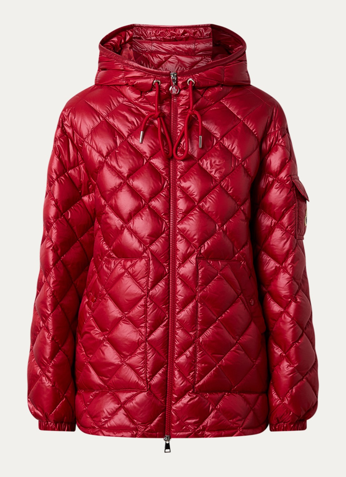 Moncler Camicia gewatteerde jas met donsvulling en quilt patroon - voorkant 2 kersenrood