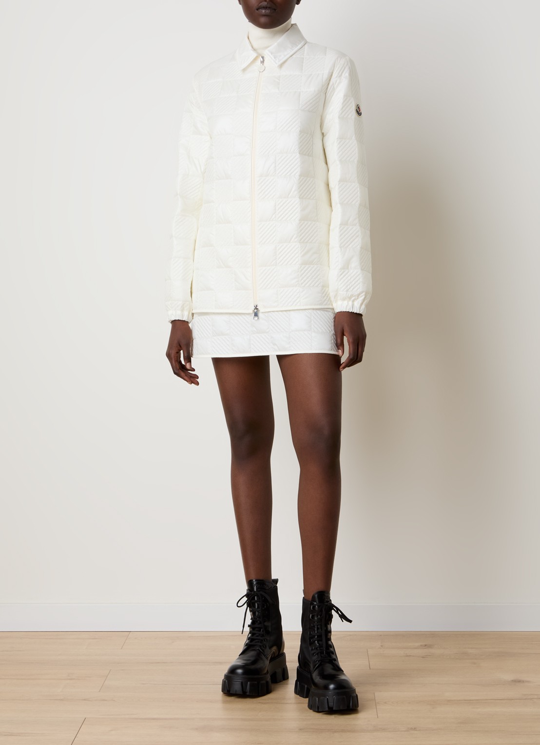 Moncler Camicia jack met ruitdessin - voorkant 2 beige