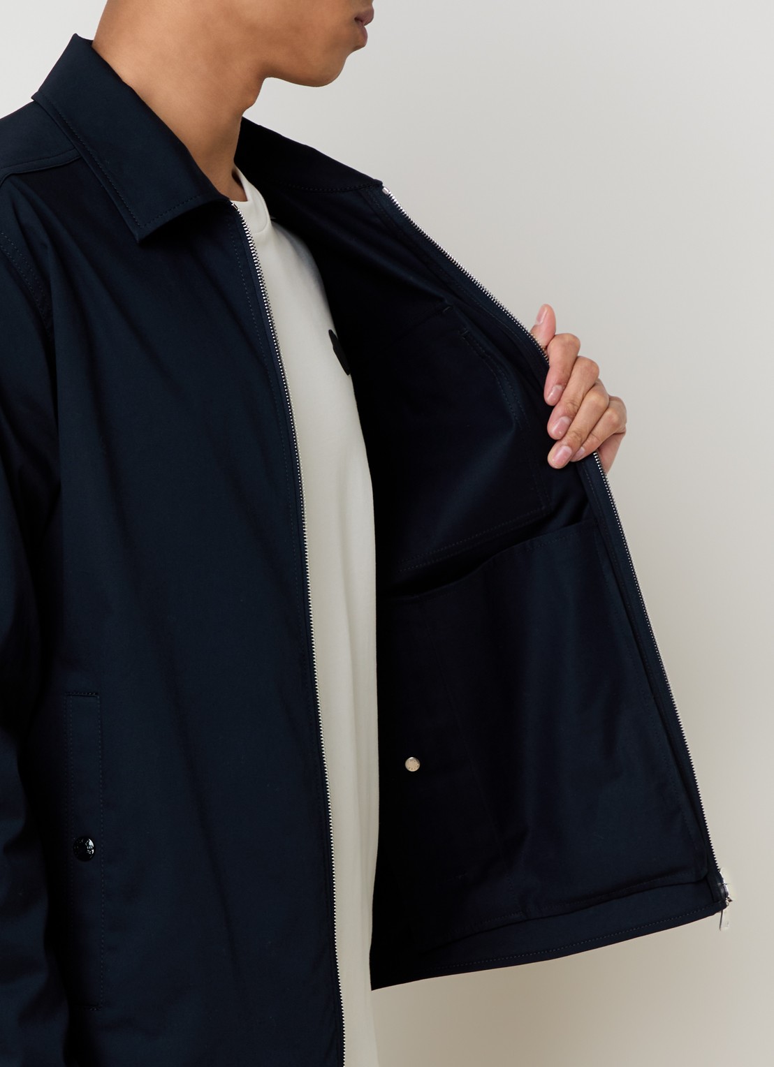 Moncler Camicia overshirt met borstzak - detail 2 donkerblauw