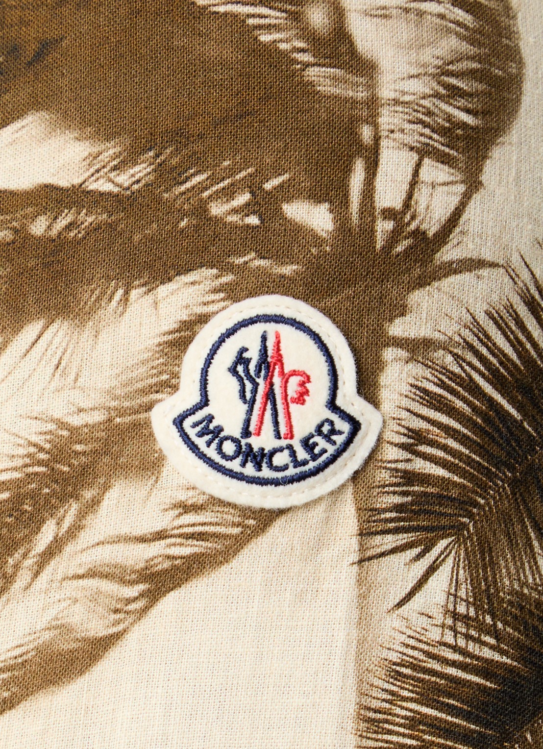 Moncler Camicia regular fit overhemd in linnenblend met bladprint - detail 5 beige