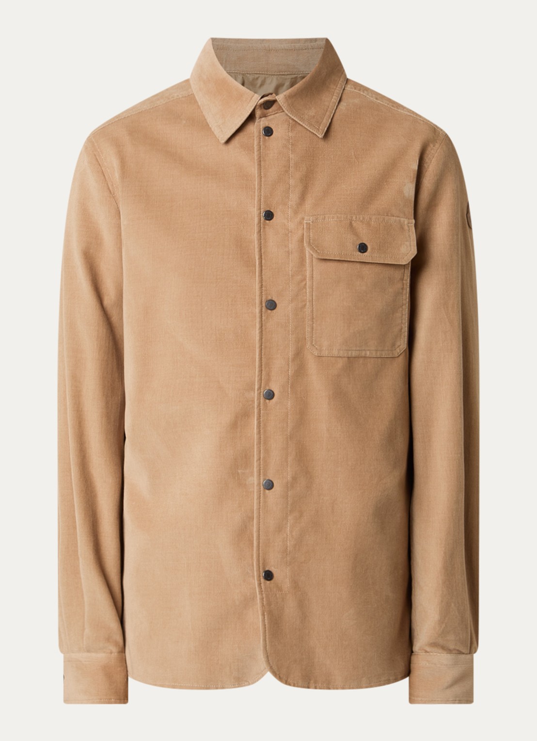 Moncler Camicia regular fit overhemd van corduroy met borstzak - voorkant 2 zand