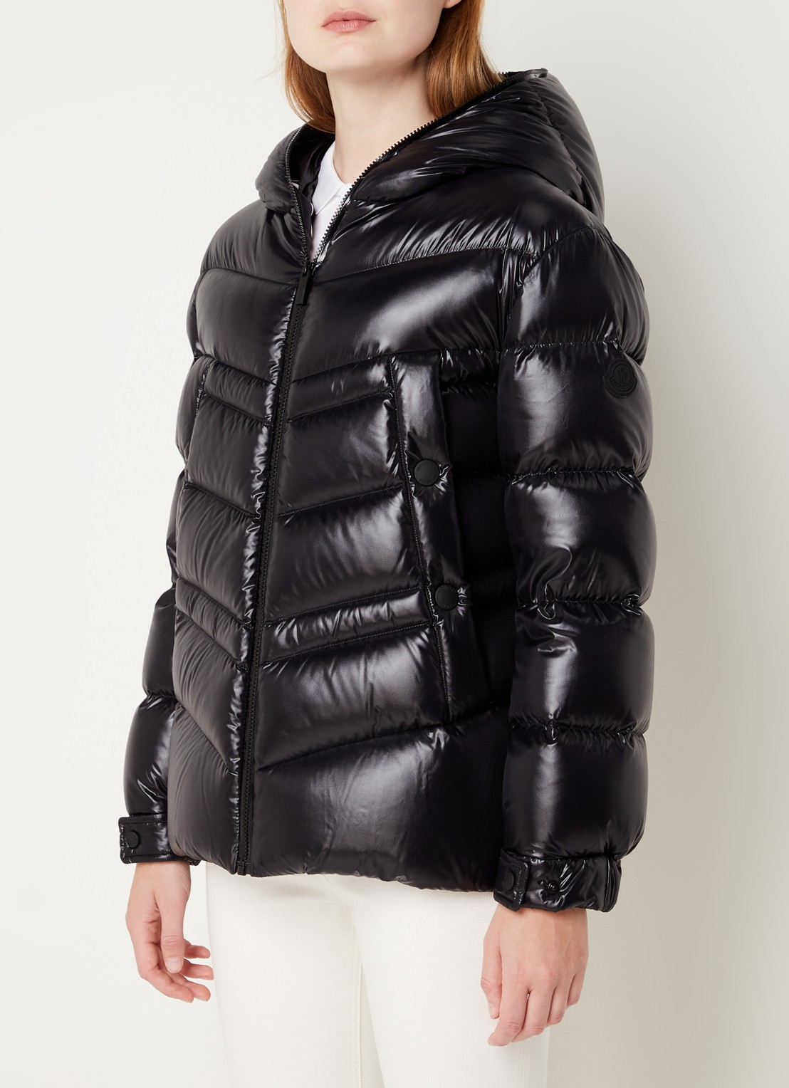 Moncler Clair puffer jack met donsvulling en steekzakken  - detail 4 zwart