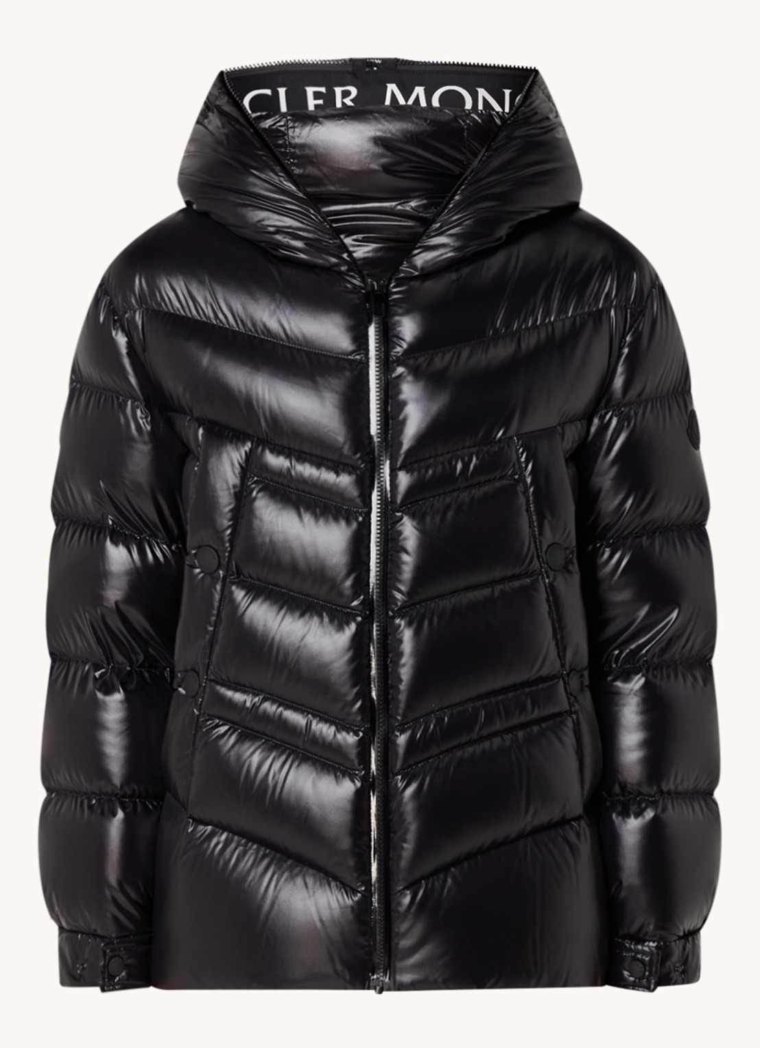 Moncler Clair puffer jack met donsvulling en steekzakken  - voorkant 2 zwart