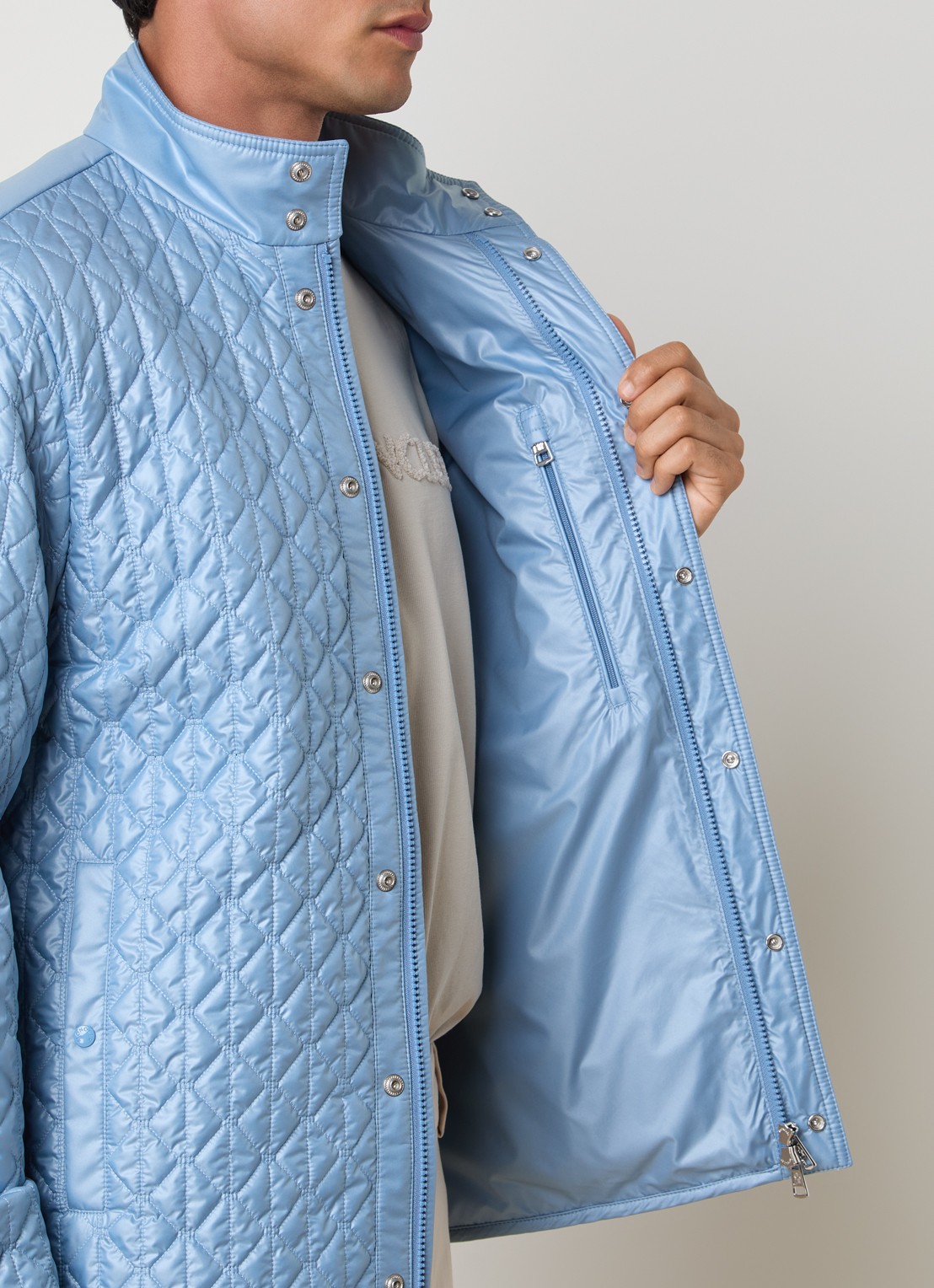 Moncler Cleorine gewatteed jack met quilt patroon en borstzak - detail 3 blauw